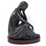 Lladro 'Sweet Enchantment' - large matt black seated figure of a woman, limited edition 234/500,