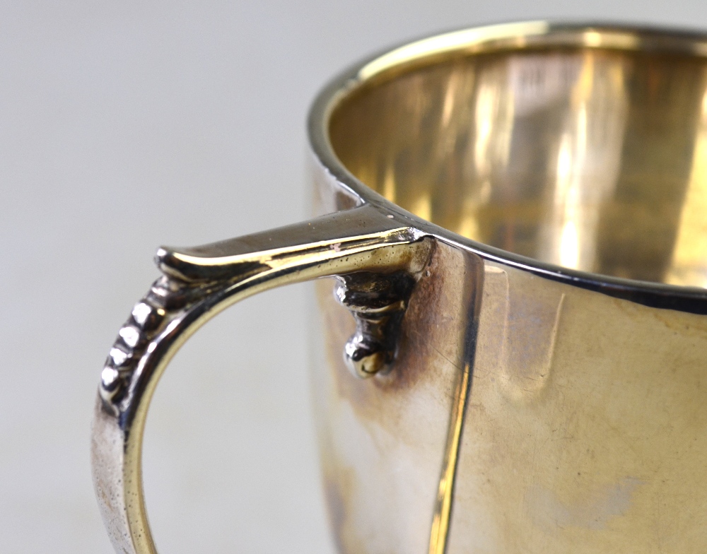 A silver Christening mug of ovoid form, on raised beaded foot, London 1939, 3 oz, - Image 4 of 6