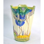 Clarice Cliff Bizzare vase, painted in the Rhodanthe pattern, 'Viscaria' colourway, shape 451, 19.