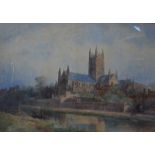 Alfred Edward Parkman (1852-c1930) - 'Worcester Cathedral', watercolour, signed,