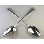 A matched pair of George III silver OEP stuffing spoons, Solomon Hougham,