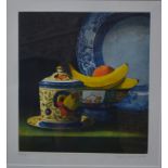 Terence Millington (b 1943) - Still life study with fruit and ceramics,
