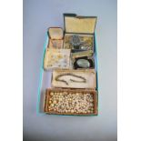 A collection of various items including set of ten mother of pearl buttons, Scottish pebble brooch,