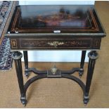 An inlaid ebonised ormolu mounted writing table in the Napoleon III style,
