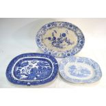 Three Staffordshire blue and white dishes, comprising: a Powell, Bishop and Stonier,