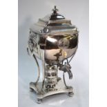 A Regency Old Sheffield Plate tea urn and cover with lion-mask and ring handles,