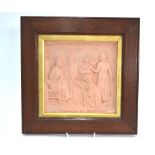 A Doulton Lambeth terracotta plaque by George Tinworth titled 'The Judgement of Solomon',