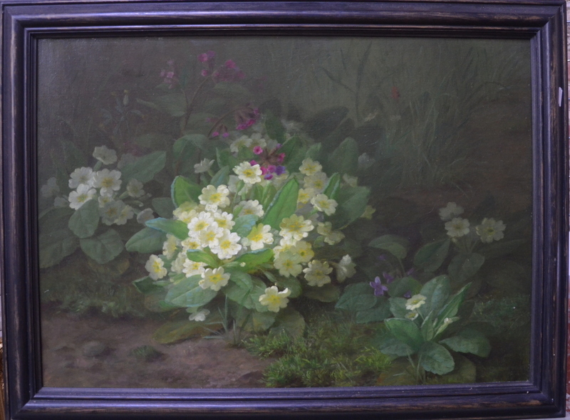 L Noyret - Primroses, oil on canvas, sig - Image 2 of 4