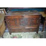 An 18th century oak coffer, the wide two