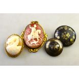 Lot containing oval shell cameo of St Ge