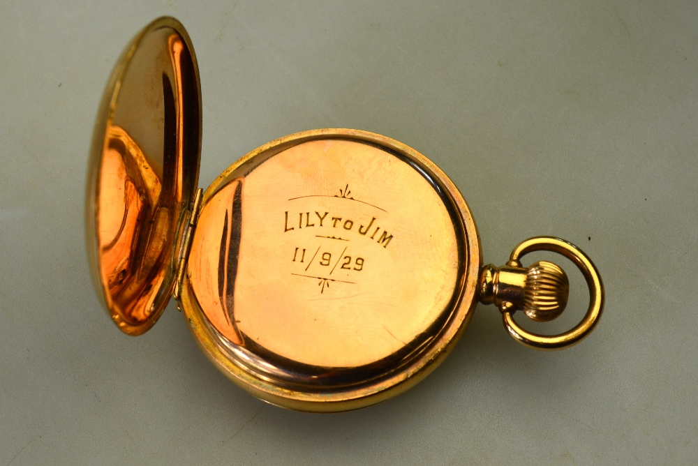 A gilt metal half hunter pocket watch wi - Image 6 of 7