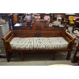 An old Swedish country style mahogany & pine day bed with drop-in cushion