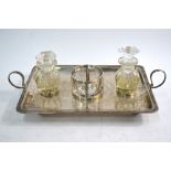 WITHDRAWN A George III silver rectangular inkstand with reeded twin loop handles,