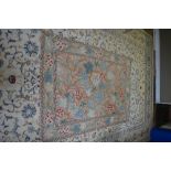 A pastel wool crewel-work style Aubusson rug,