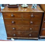 A 19th century mahogany chest of two short over three long graduated drawers on bracket feet,
