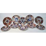 Ten various Japanese Imari dishes, comprising five of kikugata form and five of circular form,