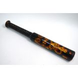 A Victorian turned wood truncheon, ebonised, painted and gilded - 'Constable of Crompton 1848',