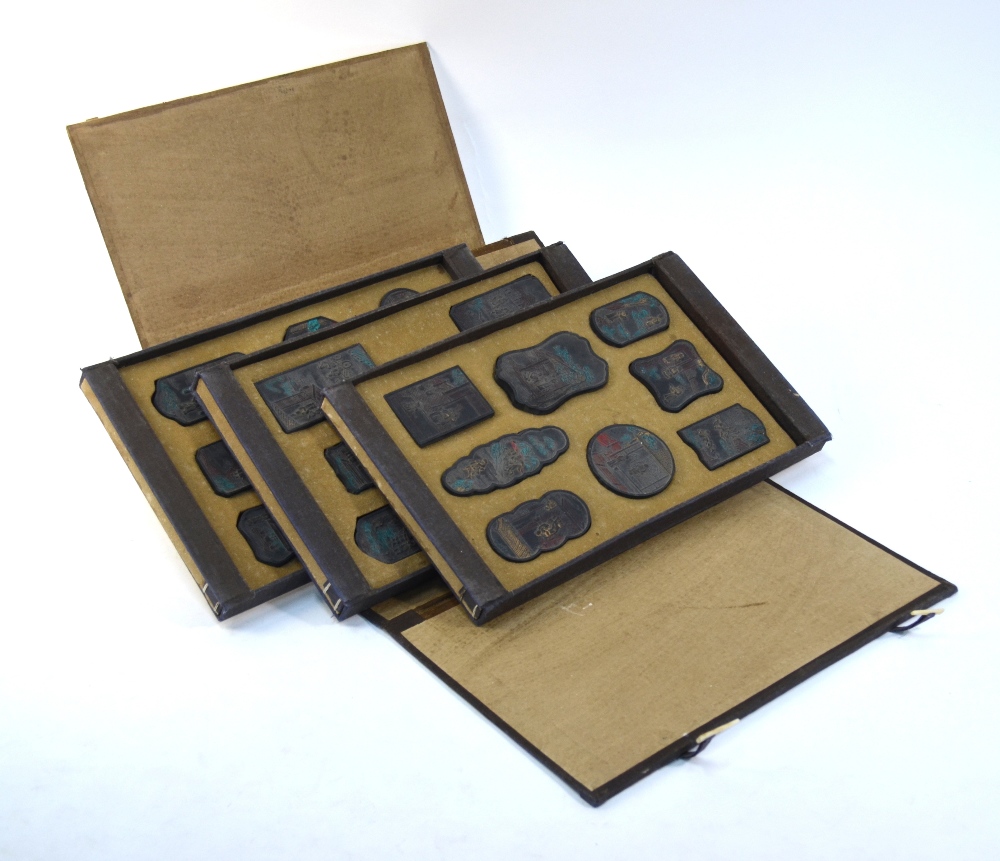 A cased set of Chinese ink stones;