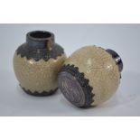 A pair of small, white metal mounted, Guanyao style vases,