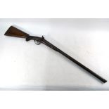 A 19th century hammer-lock sporting gun with 74 cm double damascus barrels, muzzle loaded,