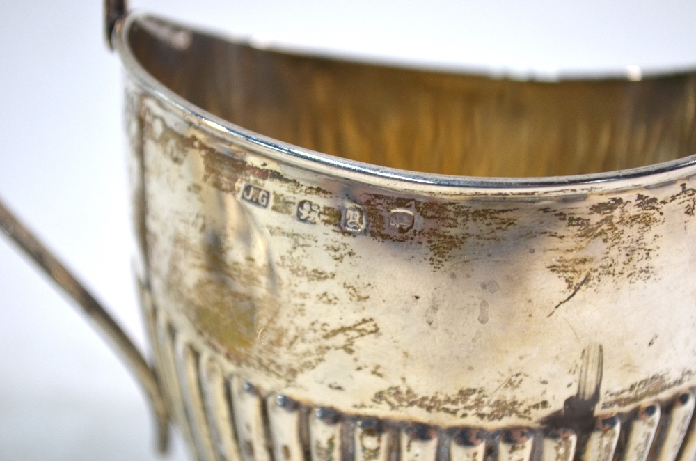 A George III silver half-reeded cream jug, Nathaniel Smith & Co. - Image 3 of 4