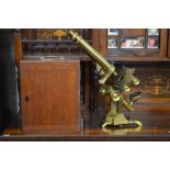 A Victorian lacquered brass microscope by Newton & Co, Fleet St, London,