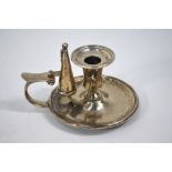 A William IV taper-chamberstick with original chained conical snuffer, Joseph Angell, London 1830,