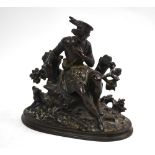 Victorian School - a brown-patinated bronze, Scotsman resting on a rustic stump,