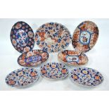 Eight Japanese Imari dishes of oval,