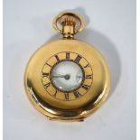 A gold-plated half hunter pocket watch with 15 jewel Waltham movement Condition Report