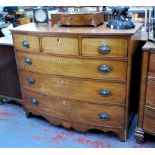 A Victorian mahogany bowfront chest of three short over three long graduated drawers,