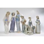 Six Lladro figures including; Girl carrying a piglet, 17.
