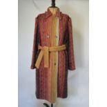 A Missoni, Italy wool/mohair mix boucle coat with deep side pockets and buckle belt,