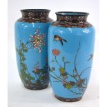 A pair of Japanese Cloisonne enamel vases;