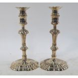 AMENDED CONDITION REPORT EVIDENCE OF REPAIR AT BASE OF STEM A pair of 18th century Irish cast