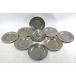 Nine antique pewter 25 cm plates Condition Report Fronts re-polished
