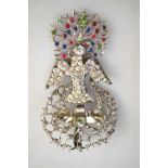 A paste-set St Spirit pendant converted to brooch set with white and multi-coloured paste,