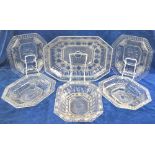 Six 19th century Venetian glass octagonal dishes,