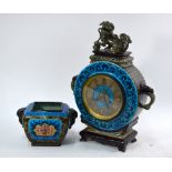 A 19th century French chinoiserie faience mantel clock,