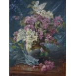 J Claude-Boyer - Still life study with lilac blossoms, oil on canvas, signed lower right,