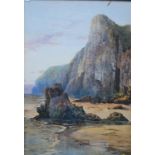 Reginald Smith (1855-1925) - A pair of coastal cliff views, watercolour,