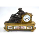 Henry Marc, Paris, a good 19th century French bronze, ormolu and porcelain mounted mantel clock,
