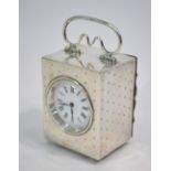 A silver boudoir clock with French movement,