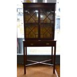 A Georgian style mahogany collectors cabinet having a pair of astragal glazed doors over two