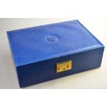 A blue leather Rolex watch/jewellery case, stamped on base Montres Rolex SA - Geneva Suisse 51.00.