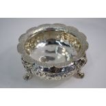 A heavy quality William IV silver basin with scale-pattern lobed rim,