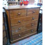 A Victorian mahogany chest of two short over three long graduated drawers,