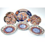 An unusual set of the three Japanese, Imari-style dishes,