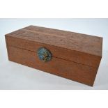 A rectangular wood box with Chinese cloisonne enamel clasp and hinges,