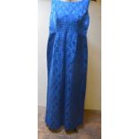 1950s evening dresses - A blue floral brocade evening dress, 46 cm across chest,